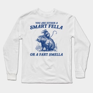 Are You A Smart Fella Or Fart Smella Vintage Shirt, Funny Rat Riding Cabybara Long Sleeve T-Shirt